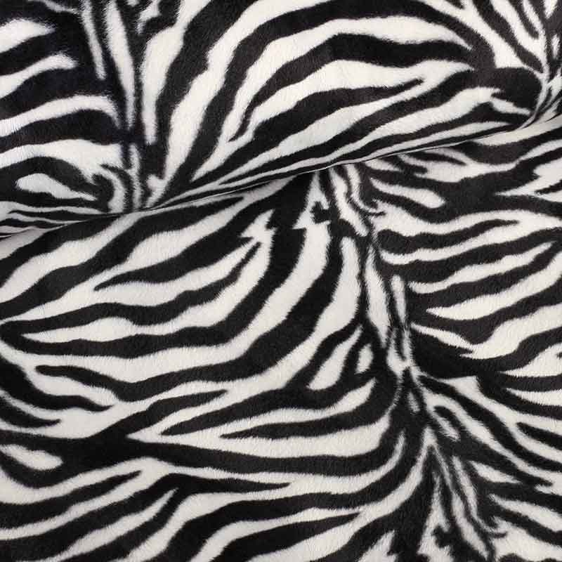 Velboa fabric zebra print white
