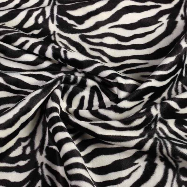 Velboa fabric zebra print white