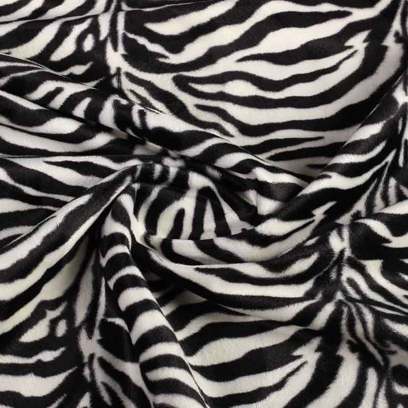 Velboa fabric zebra print white