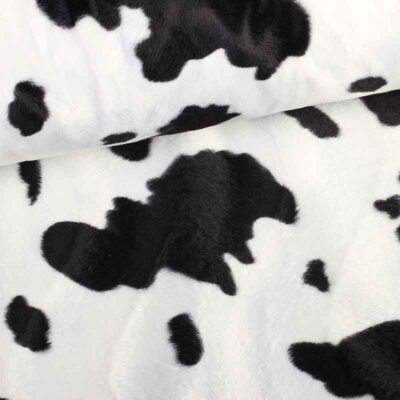 Velboa fabric cow print black white