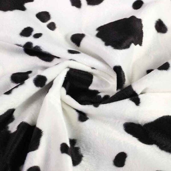 Velboa fabric cow print black white