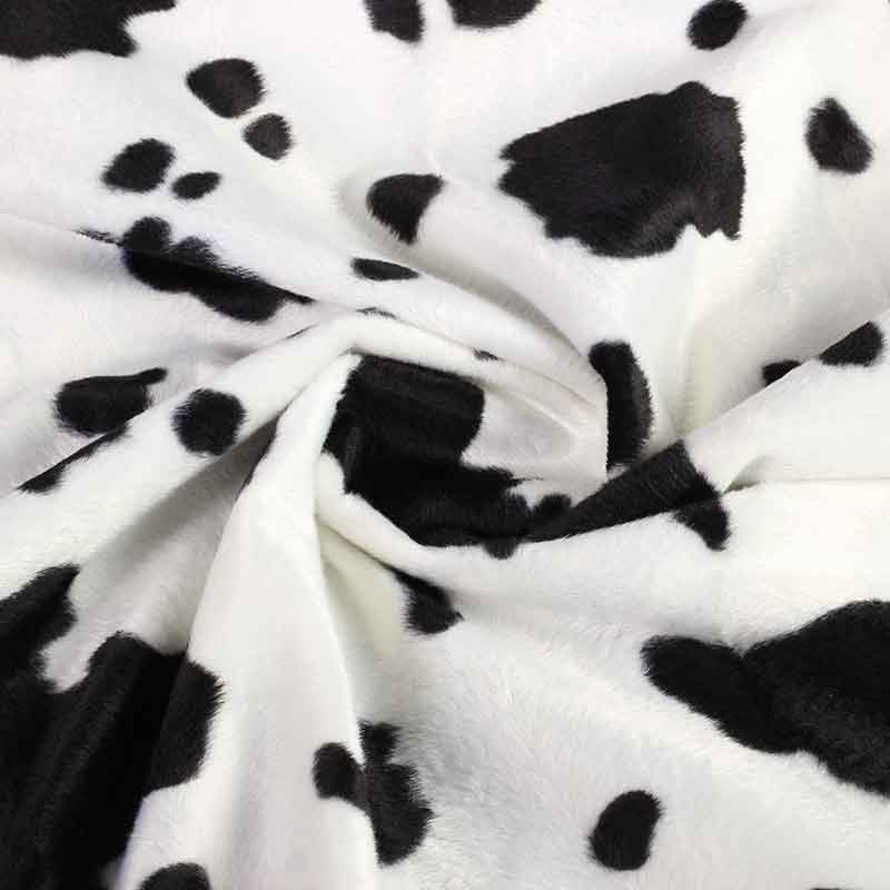 Velboa fabric cow print black white