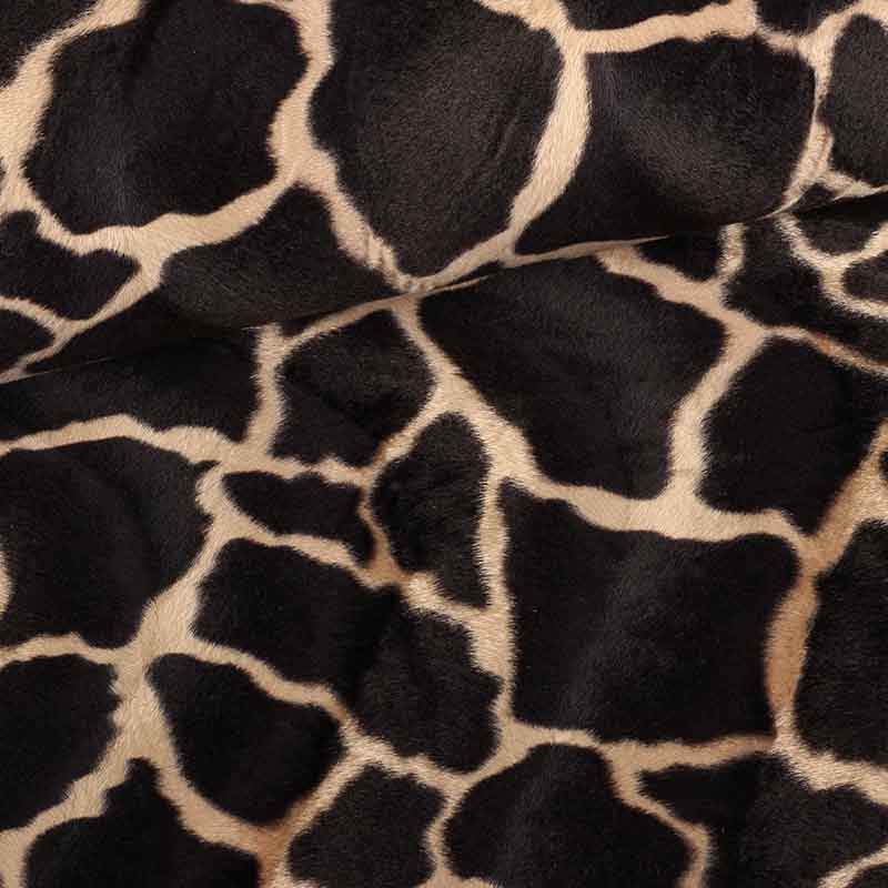 Velboa fabric giraffe dark brown camel