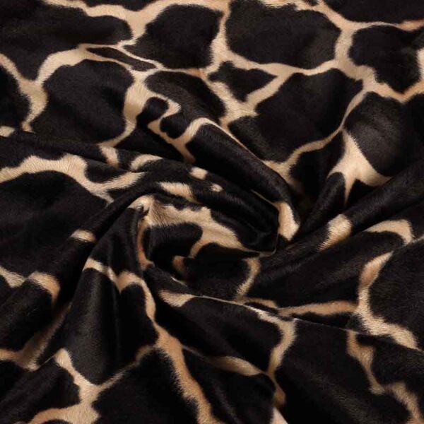 Velboa fabric giraffe dark brown camel