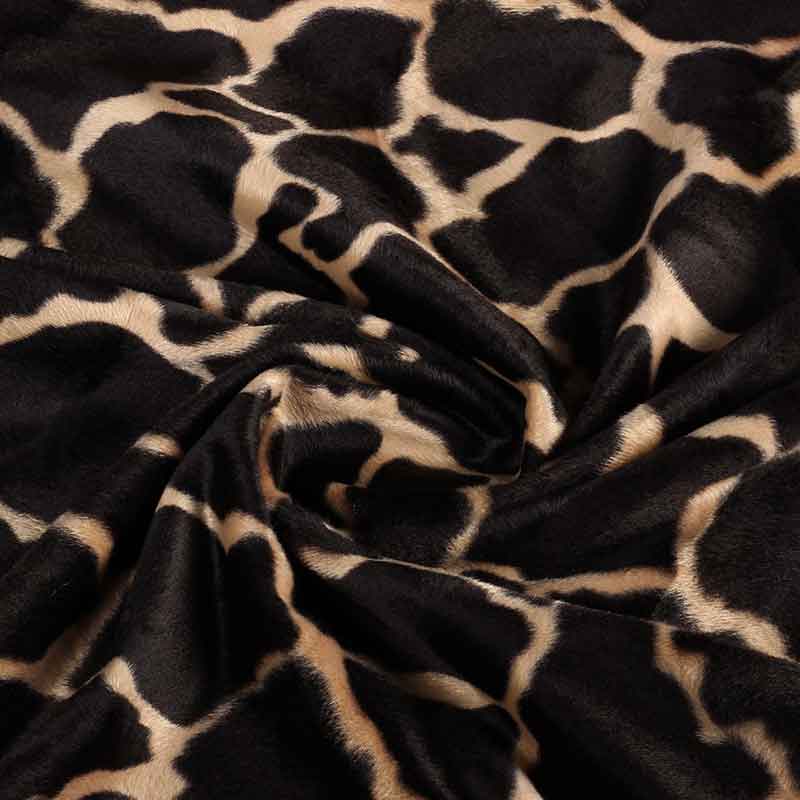 Velboa fabric giraffe dark brown camel