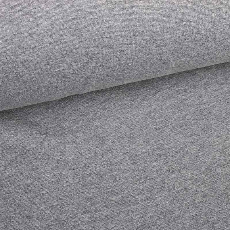Jogging sweat fabric brushed light grey melange