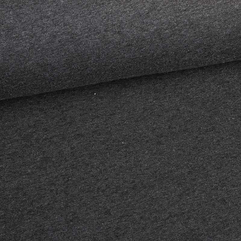 Jogging sweatshirt fabric brushed anthracite melange