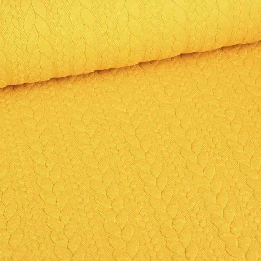 Cable fabric jacquard tricot ochre