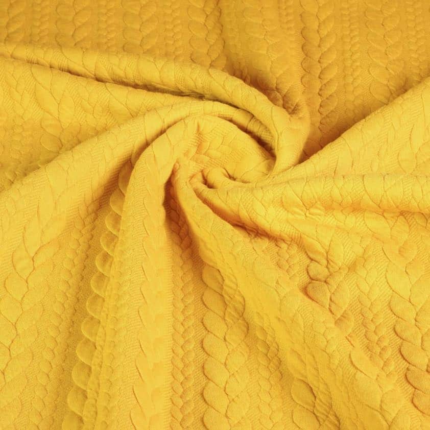 Cable fabric jacquard tricot ochre