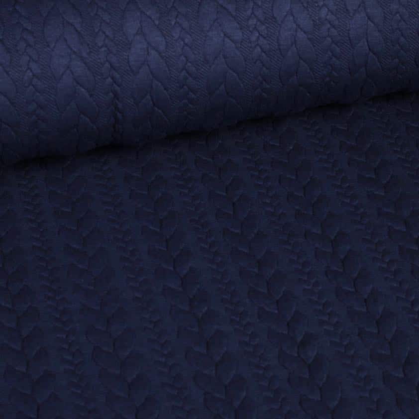 Cable fabric jacquard tricot navy