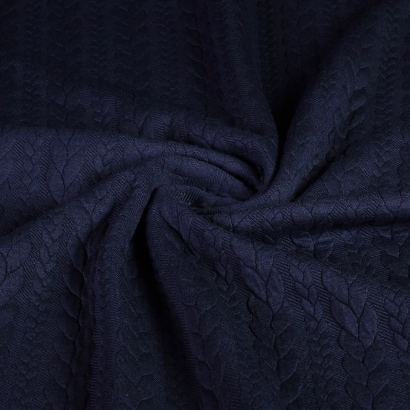 Cable fabric jacquard tricot navy