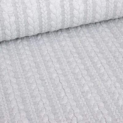 Cable fabric jacquard tricot light grey melange