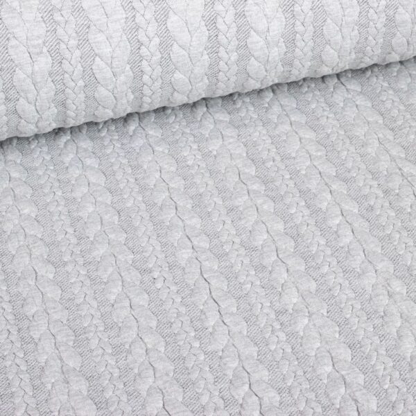 Cable fabric jacquard tricot light grey melange