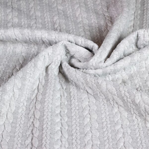 Cable fabric jacquard tricot light grey melange
