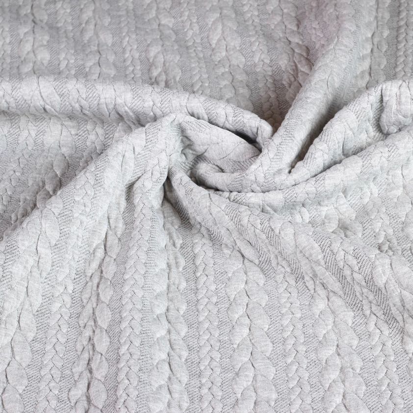 Cable fabric jacquard tricot light grey melange
