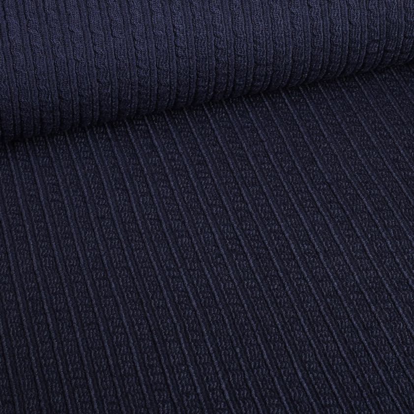 Fantasie rib fabric wool navy