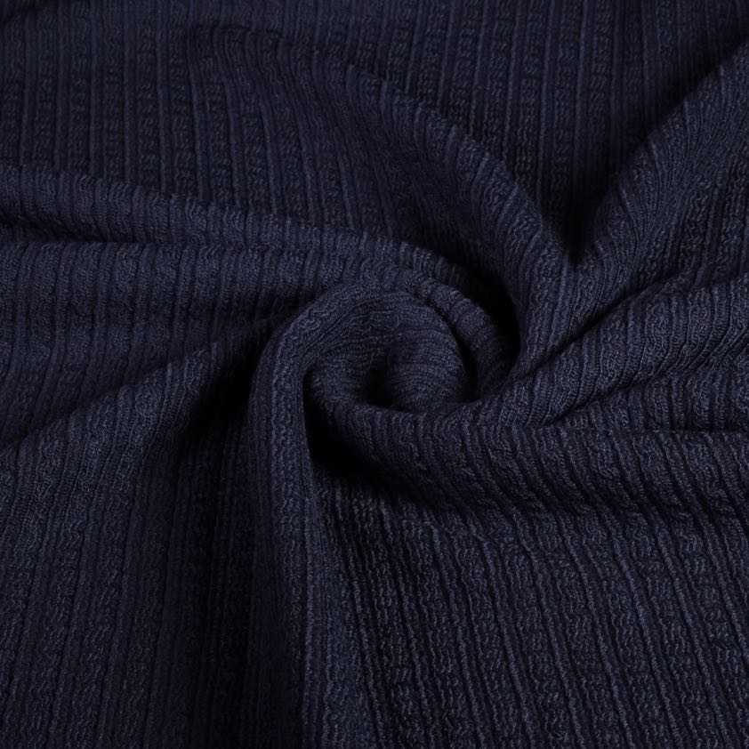 Fantasie rib fabric wool navy