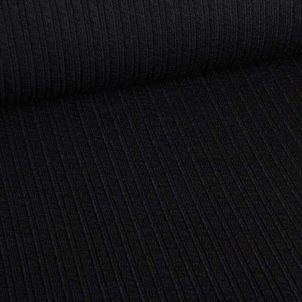Fantasie rib fabric wool black