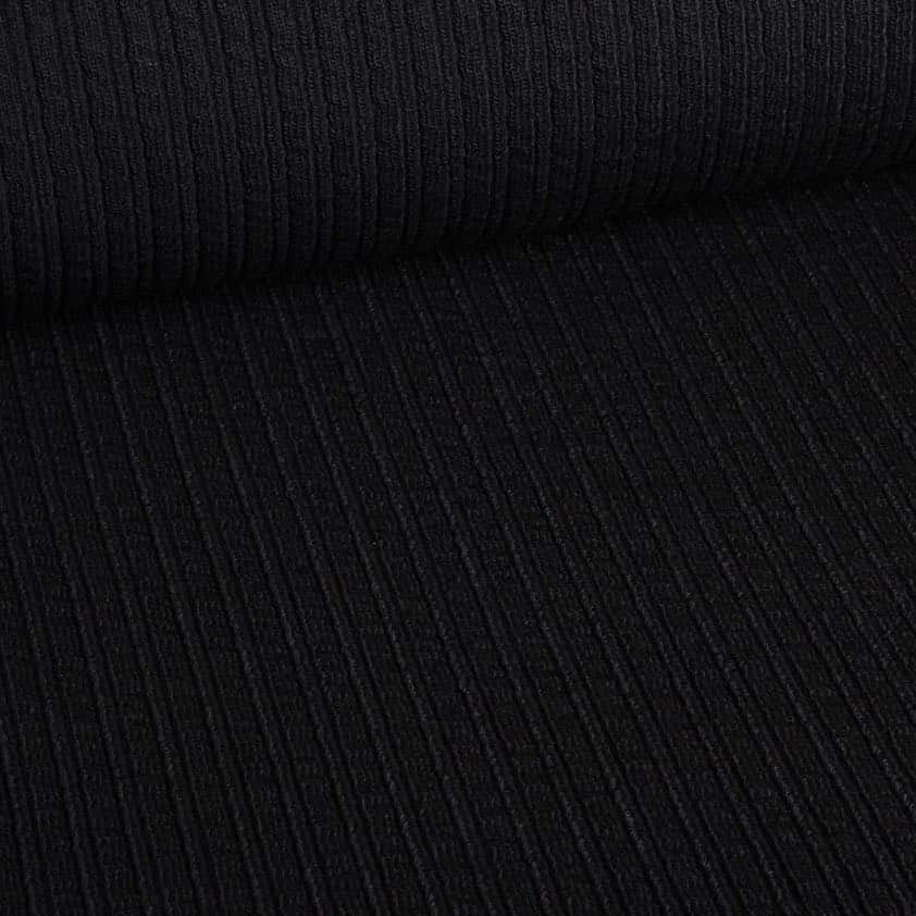 Fantasie rib fabric wool black