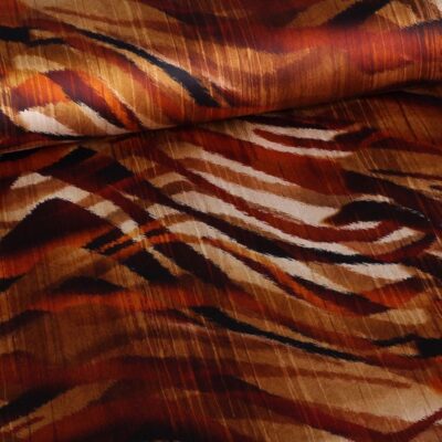 Stretch fabric satin matt zebra rust