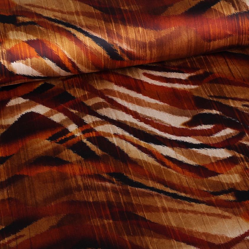 Stretch fabric satin matt zebra rust