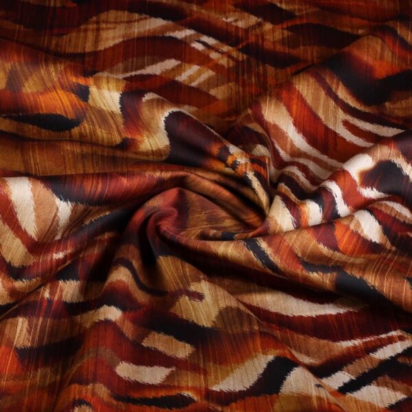 Stretch fabric satin matt zebra rust
