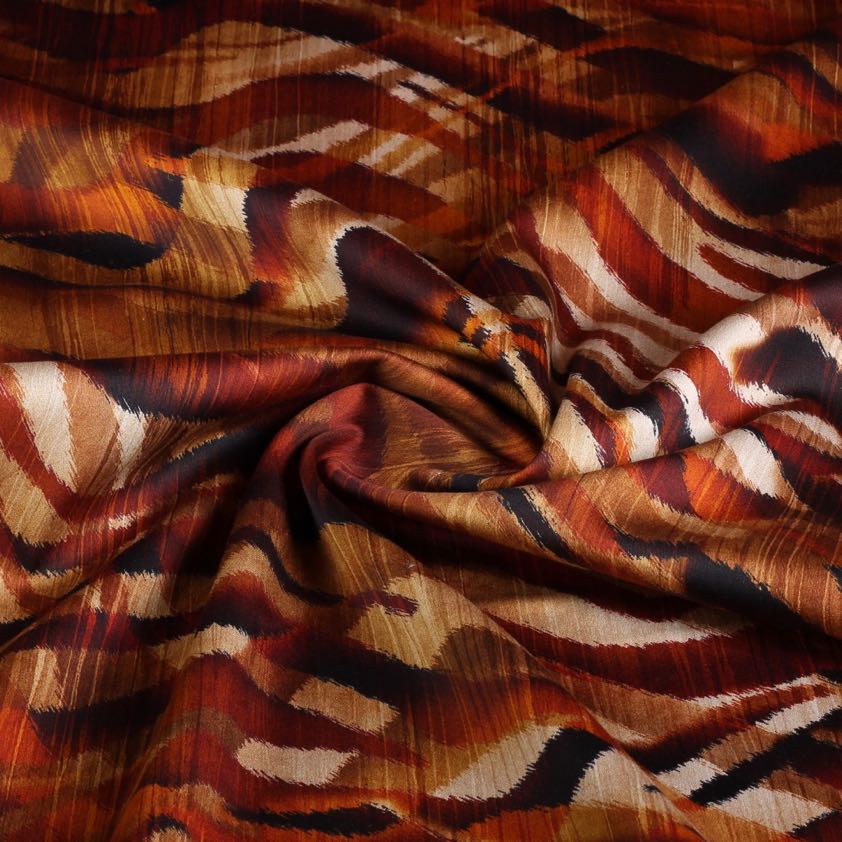 Stretch fabric satin matt zebra rust