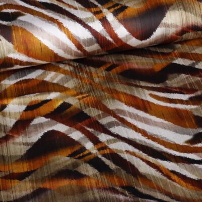 Stretch fabric satin matt zebra brown