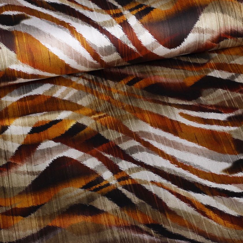 Stretch fabric satin matt zebra brown