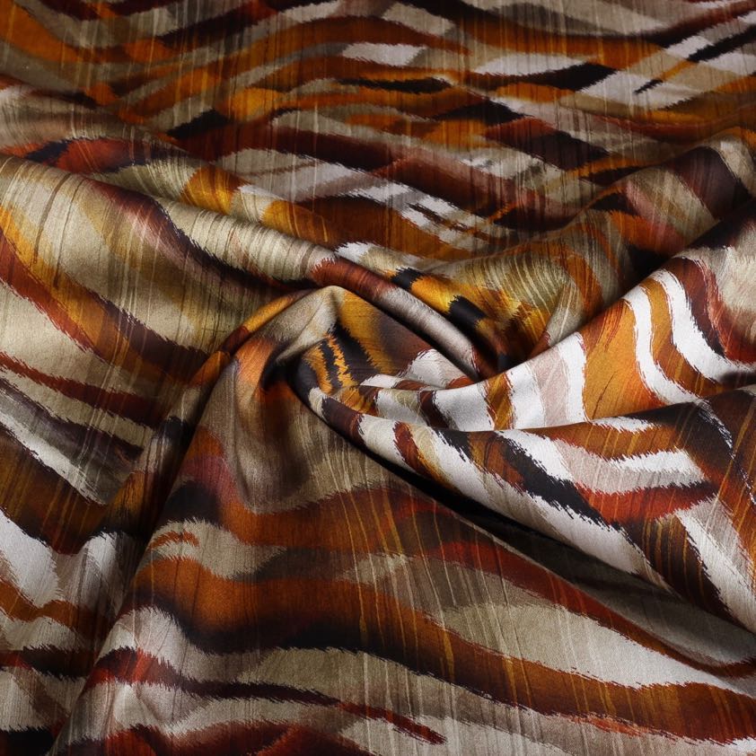 Stretch fabric satin matt zebra brown