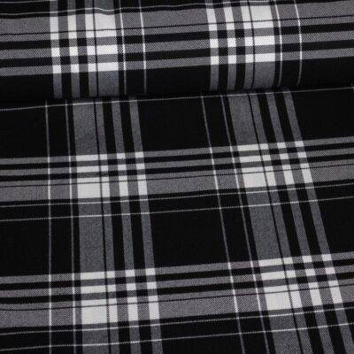 Tartan fabric stretch black/white