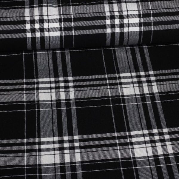 Tartan fabric stretch black/white