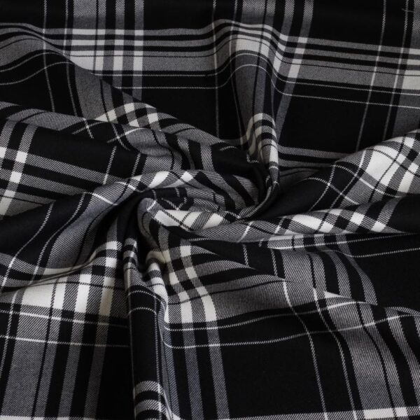 Tartan fabric stretch black/white