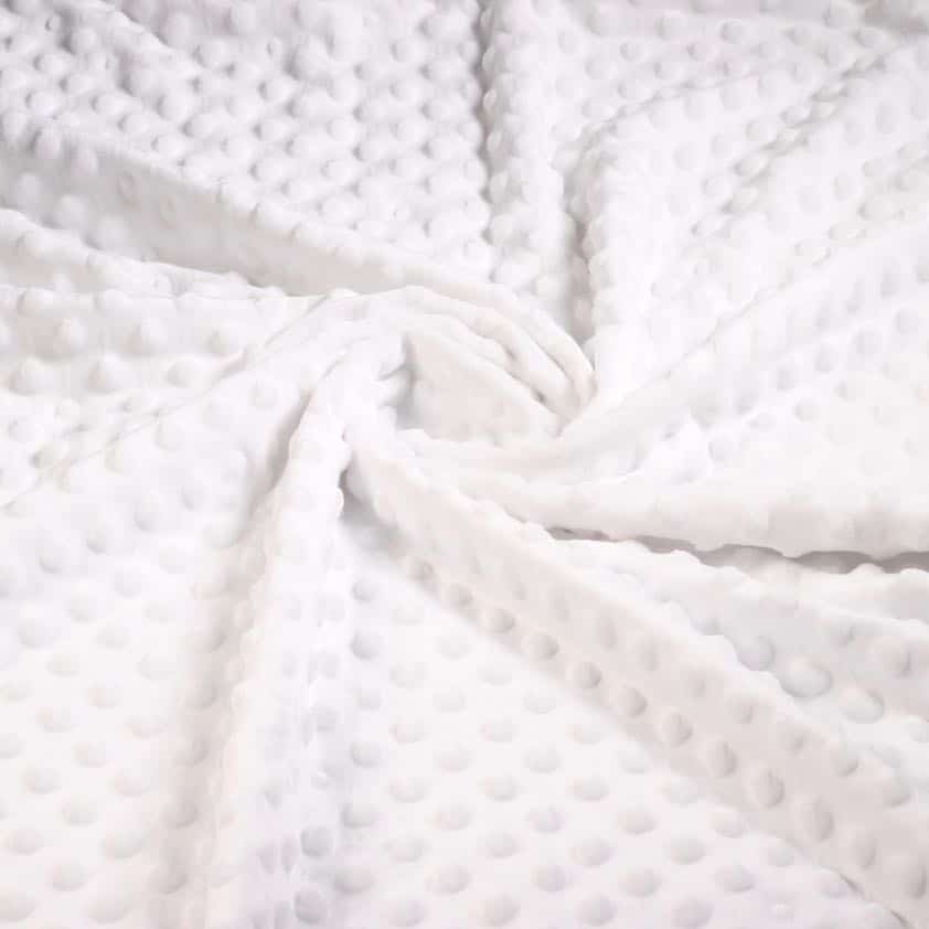 Minky fleece fabric white dimple jacquard