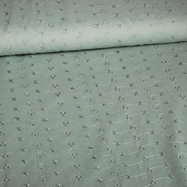 Broderie fabric old green