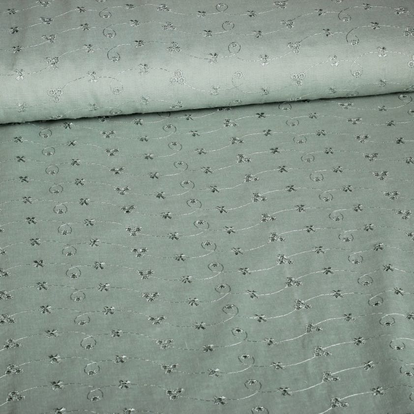 Broderie fabric old green
