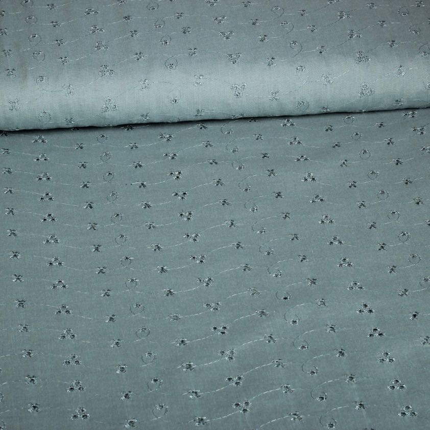 Broderie fabric dark old green