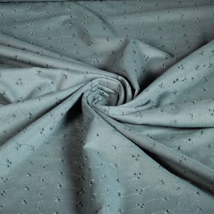 Broderie fabric dark old green