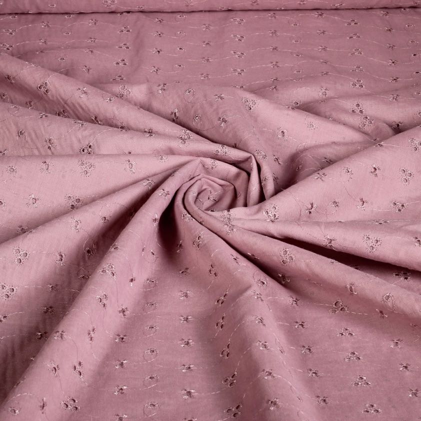 Broderie fabric old rose