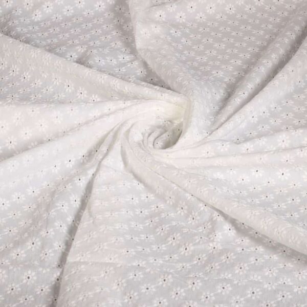 Broderie fabric flower white