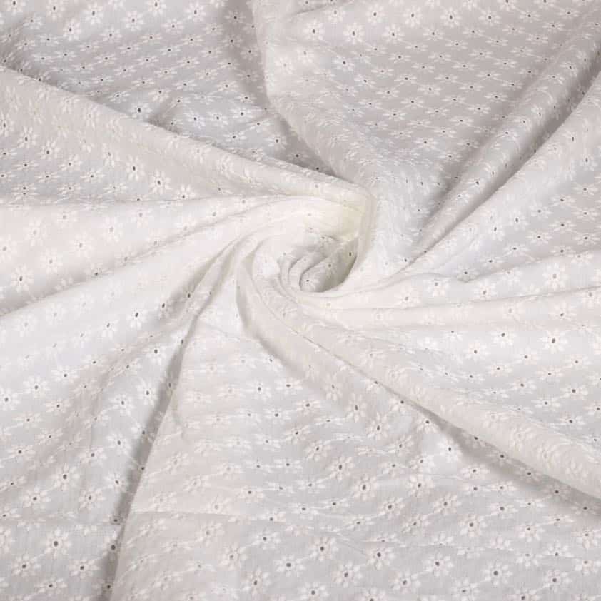 Broderie fabric flower white