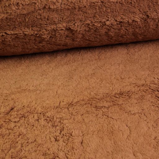 Borg teddy fabric cognac brown