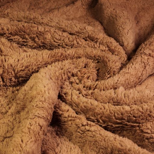 Borg teddy fabric cognac brown