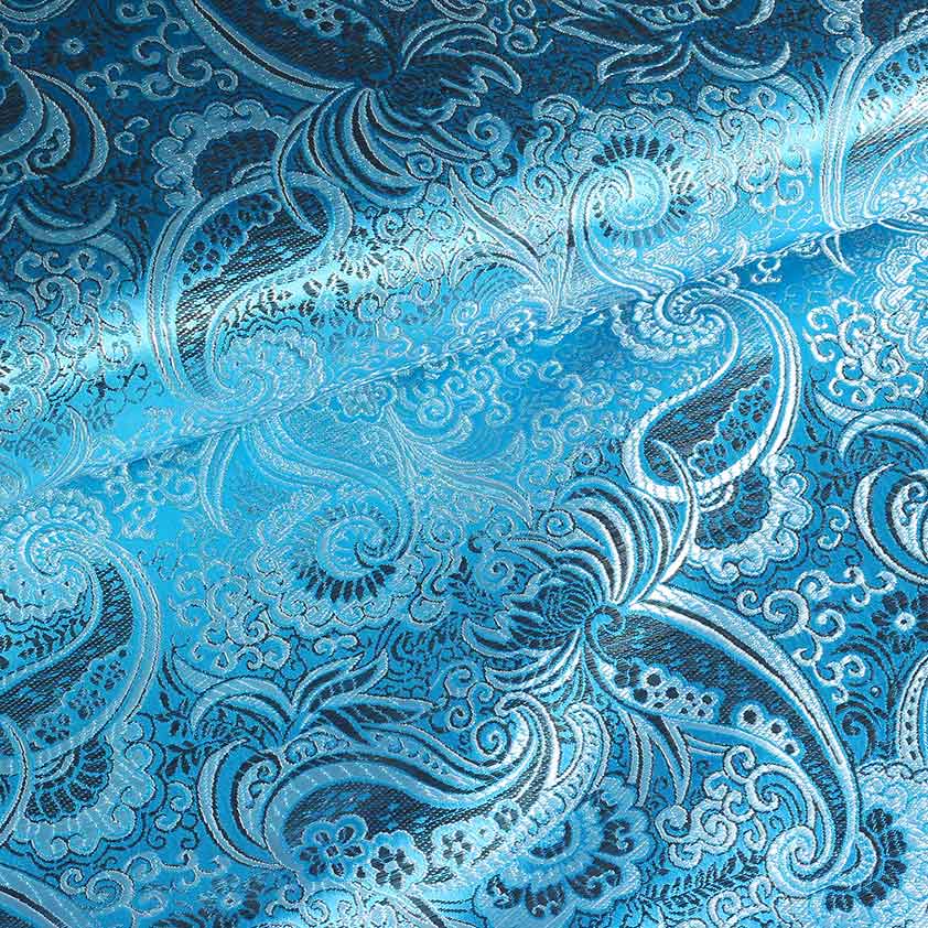 Jacquard paisley fabric aqua silver