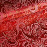 Jacquard paisley stof rood met goud