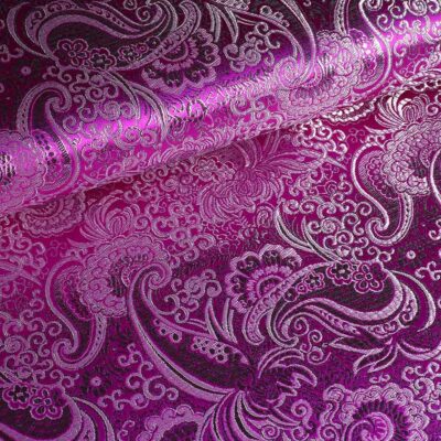 Jacquard paisley fabric purple with silver