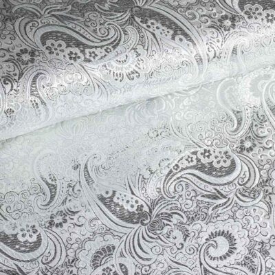 Jacquard fabric paisley silver