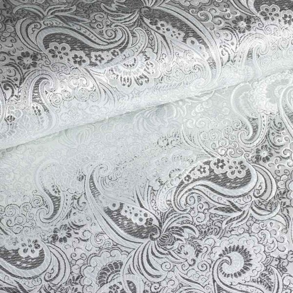 Jacquard fabric paisley silver