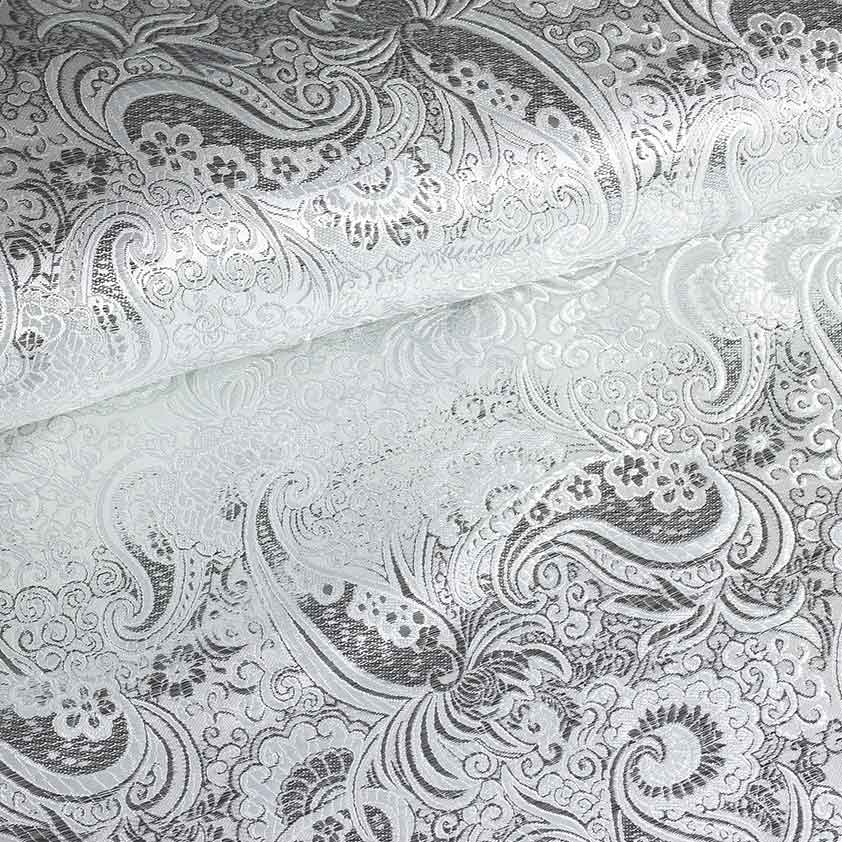 Jacquard fabric paisley silver