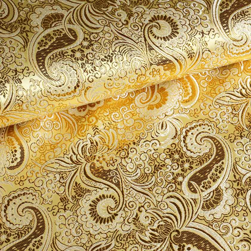 Jacquard paisley fabric ecru gold
